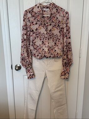 Equipment Pink Multicolor Floral Button-Up Blouse